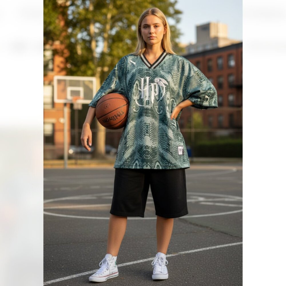 NWT PUMA Hoops X Harry Potter Basketball Jersey Womens Green 63311301 XL